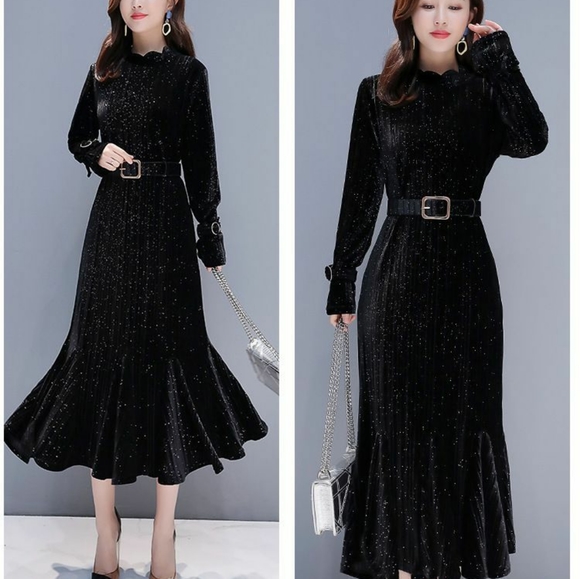 Black velvet evening dress - Picture 2 of 11